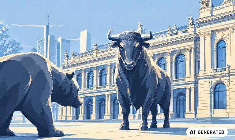 KI-generierte Illustration mit Bezug zur Frankfurter Börse.